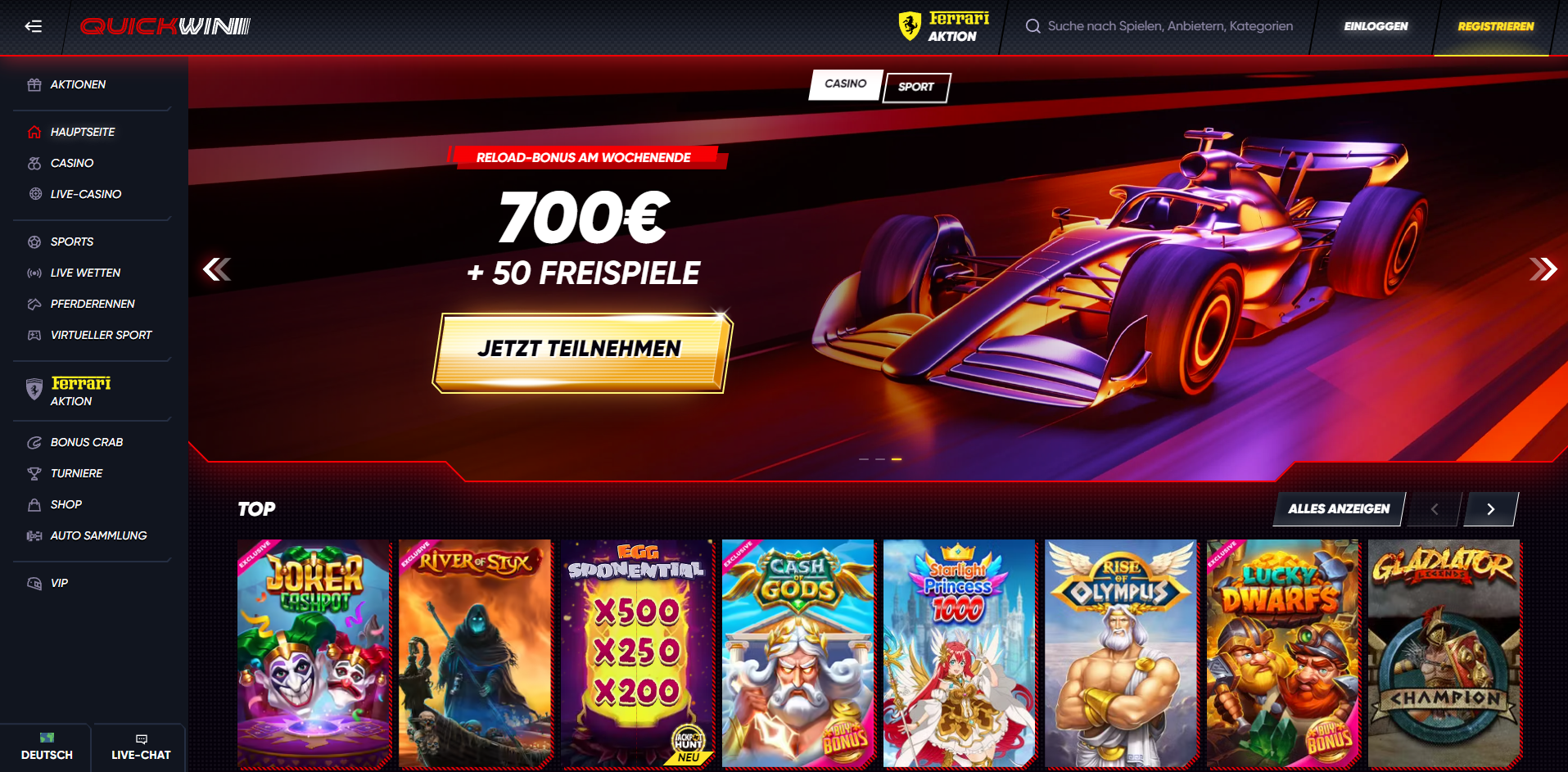 QuickWin Casino Startseite